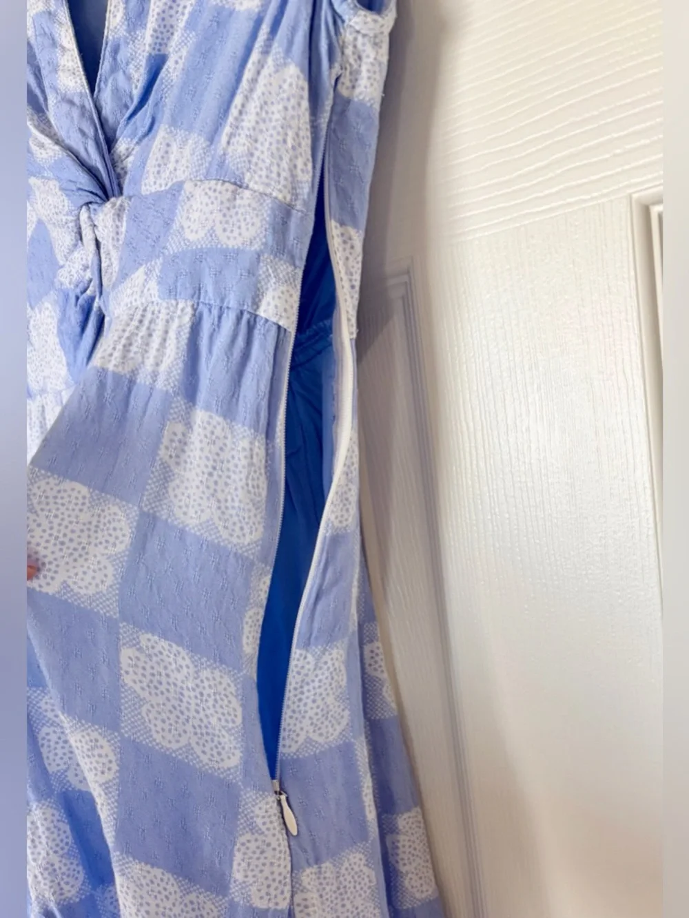 Urban Outfitters Collared Blue Checkered Mini Dress — Size Small - Picture 3 of 10